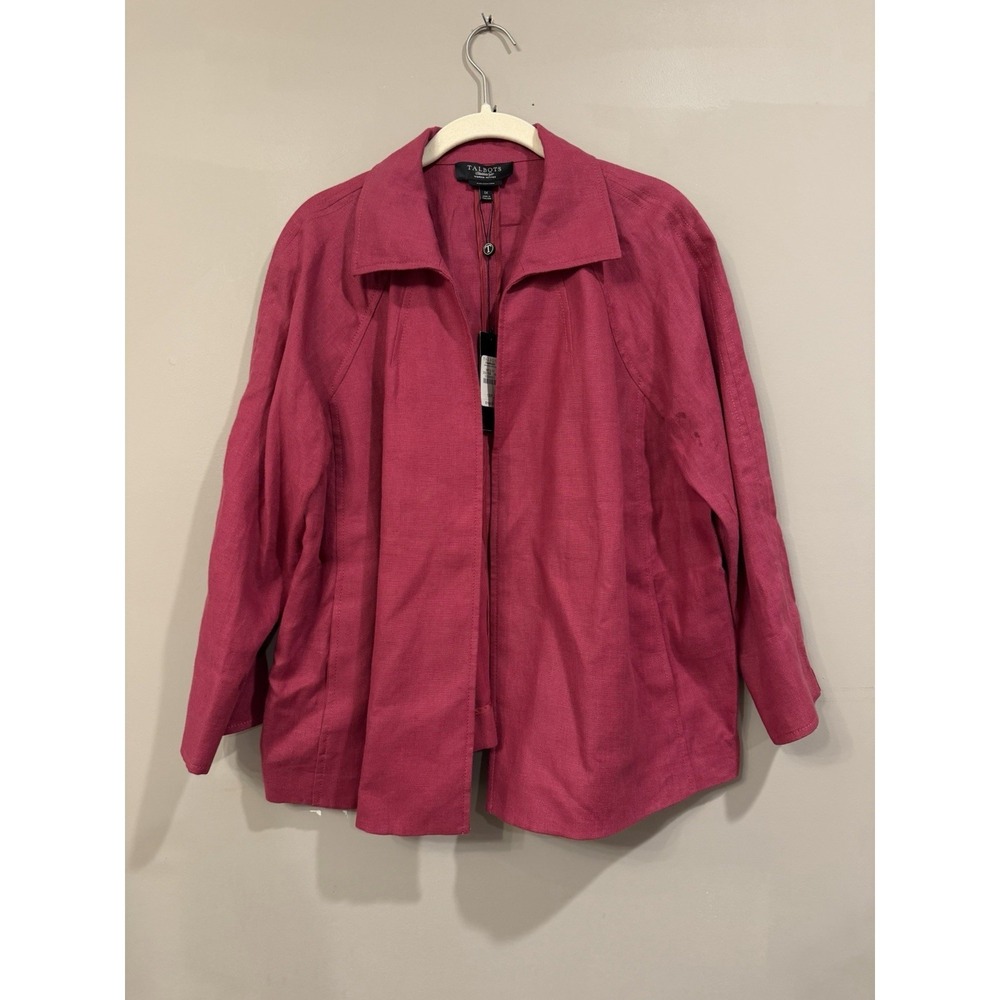 NWT Talbots Dark Pink Linen Blazer Jacket‎ Size 1xP  Office Workwear